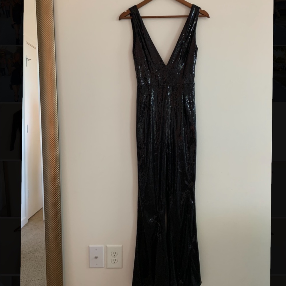 Black sequin jumpsuit/romper by REVOLVE